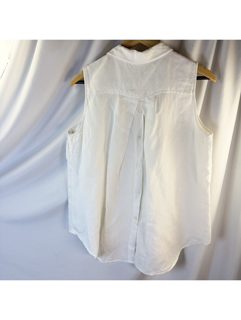 Grace Elements Linen Blend Collared White Sleeveless Button Down Shirt Large - Picture 8 of 8